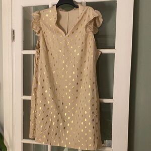 SHEIN Curve Cream Dress with Gold Accents